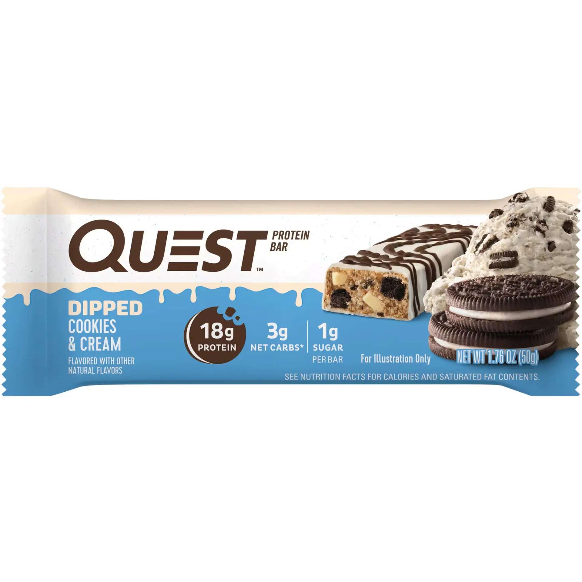Quest Protein Bar Dipped Cookies & Cream 50 gm - view 1