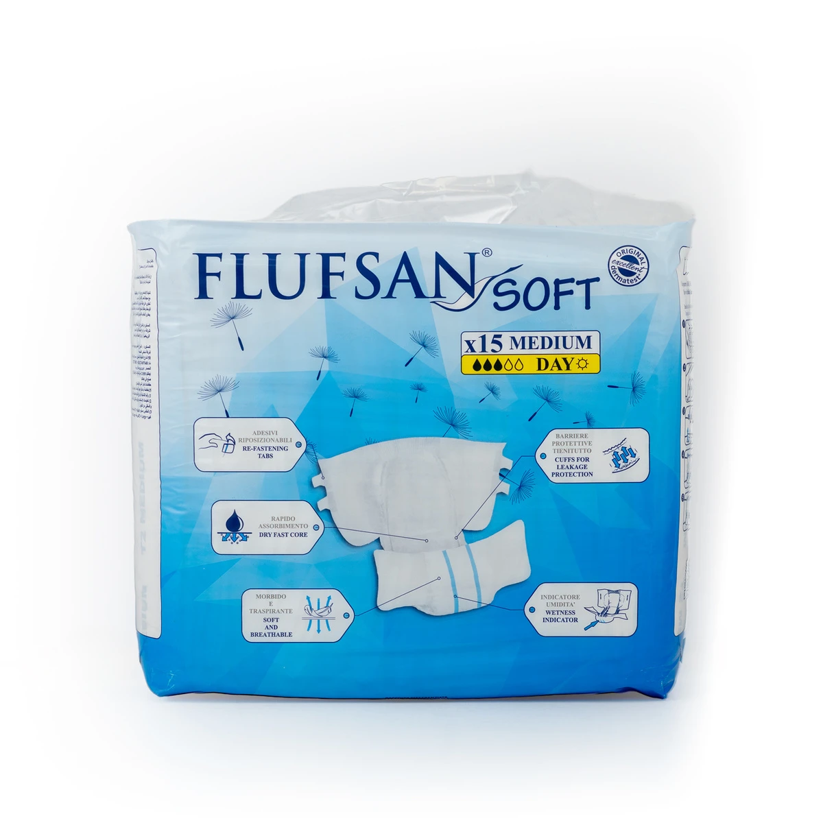 Flufsan  Soft Adult Diapers Medium 15 Pcs