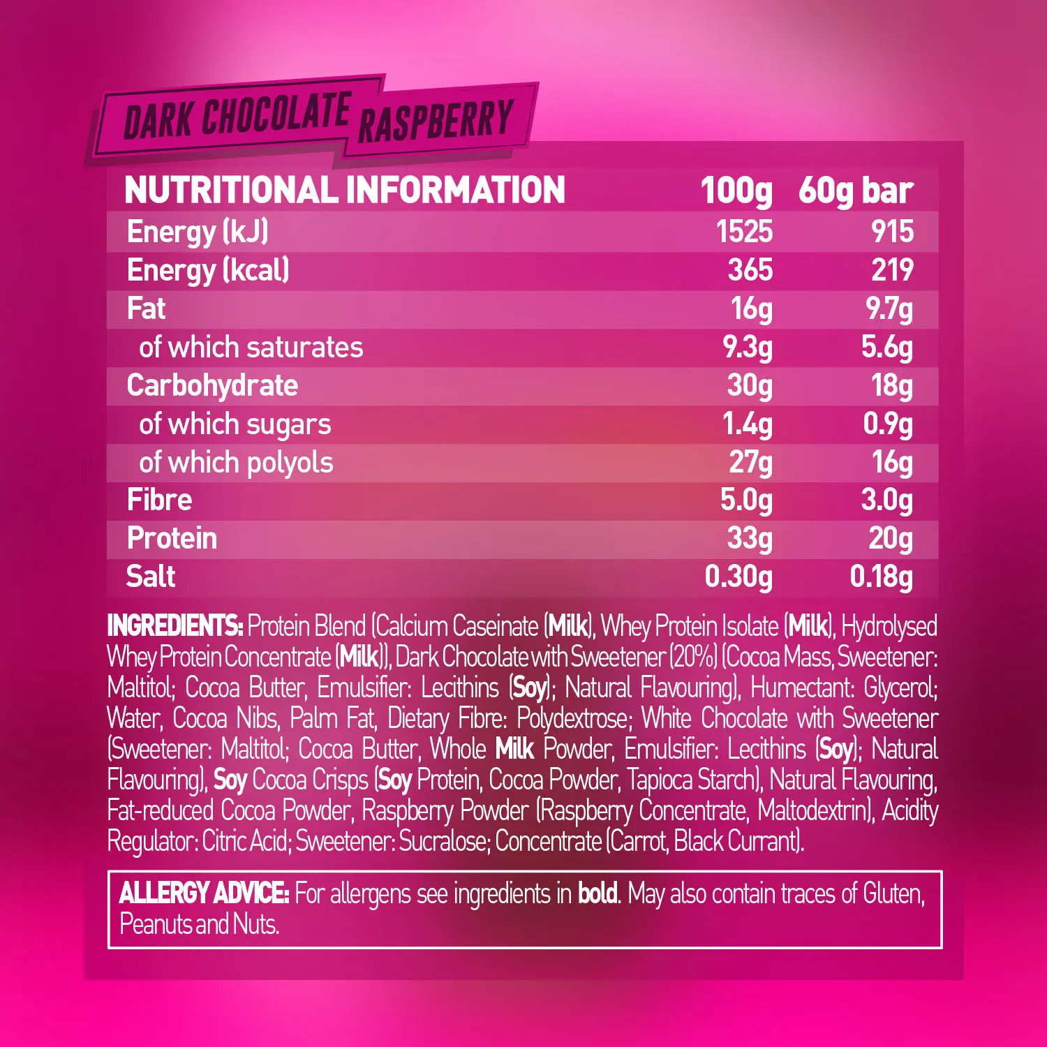Grenade Protein Bar Dark Chocolate with Raspberry 60 gm
 - view 7