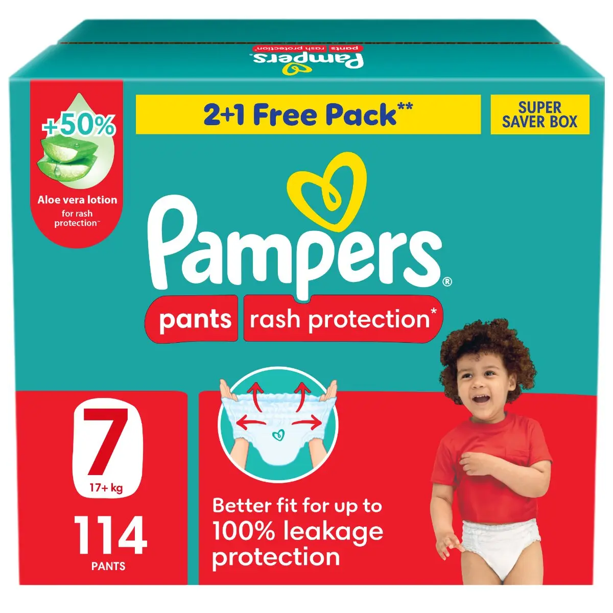 Pampers Pants Rash Protection Size 7 Super Saving Box 114 Count - view 1