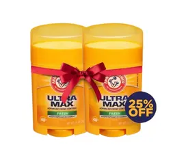 مزيل عرق A&H UMAX منعش صلب 1 أونصة/28 جم (عبوة مزدوجة) - خصم 25%