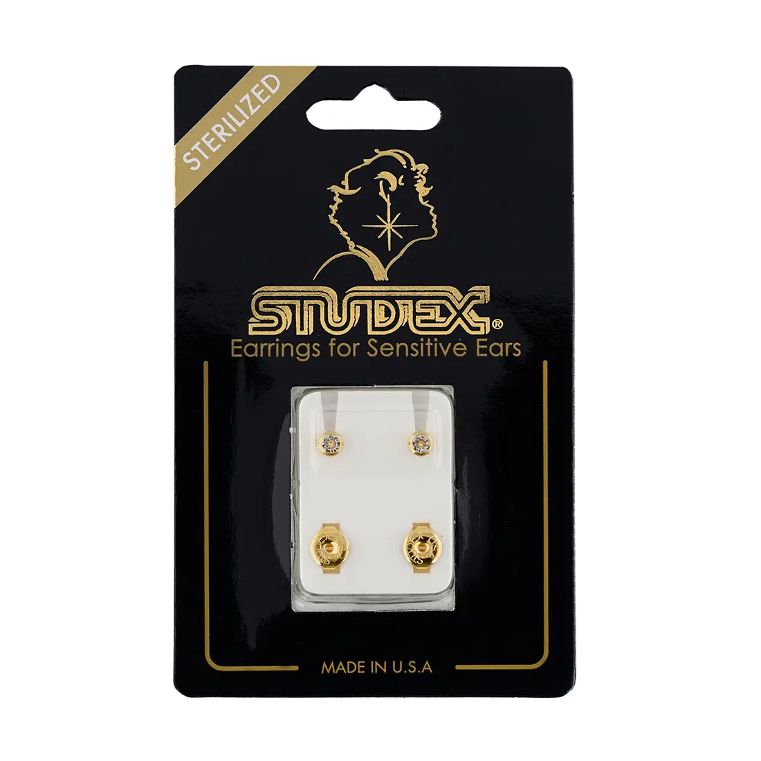 Studex Gold Plated Reg Birthstone Apr Crystal Card /Pr- Earrings For Sensitive Ears - view 5