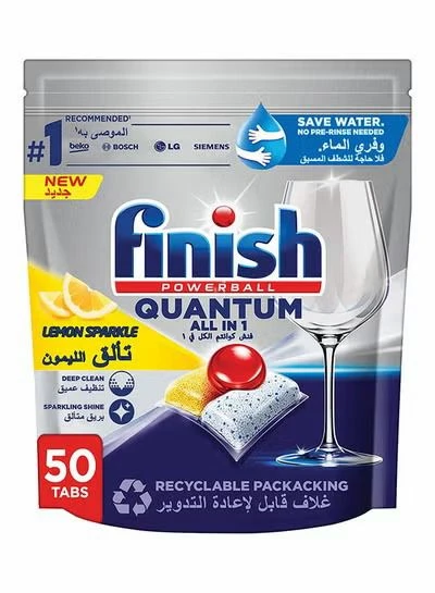Finish Powerball Quantum Lemon Sparkle All In 1 Dishwasher 50 Tabs