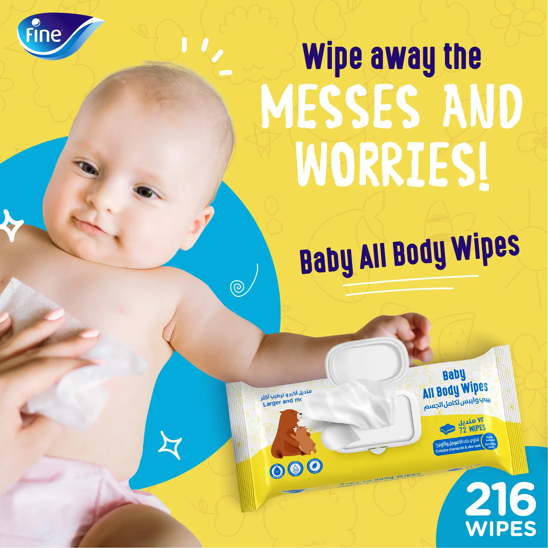 Fine Baby All Body Wipes 3 pcs 72 sheets - view 4