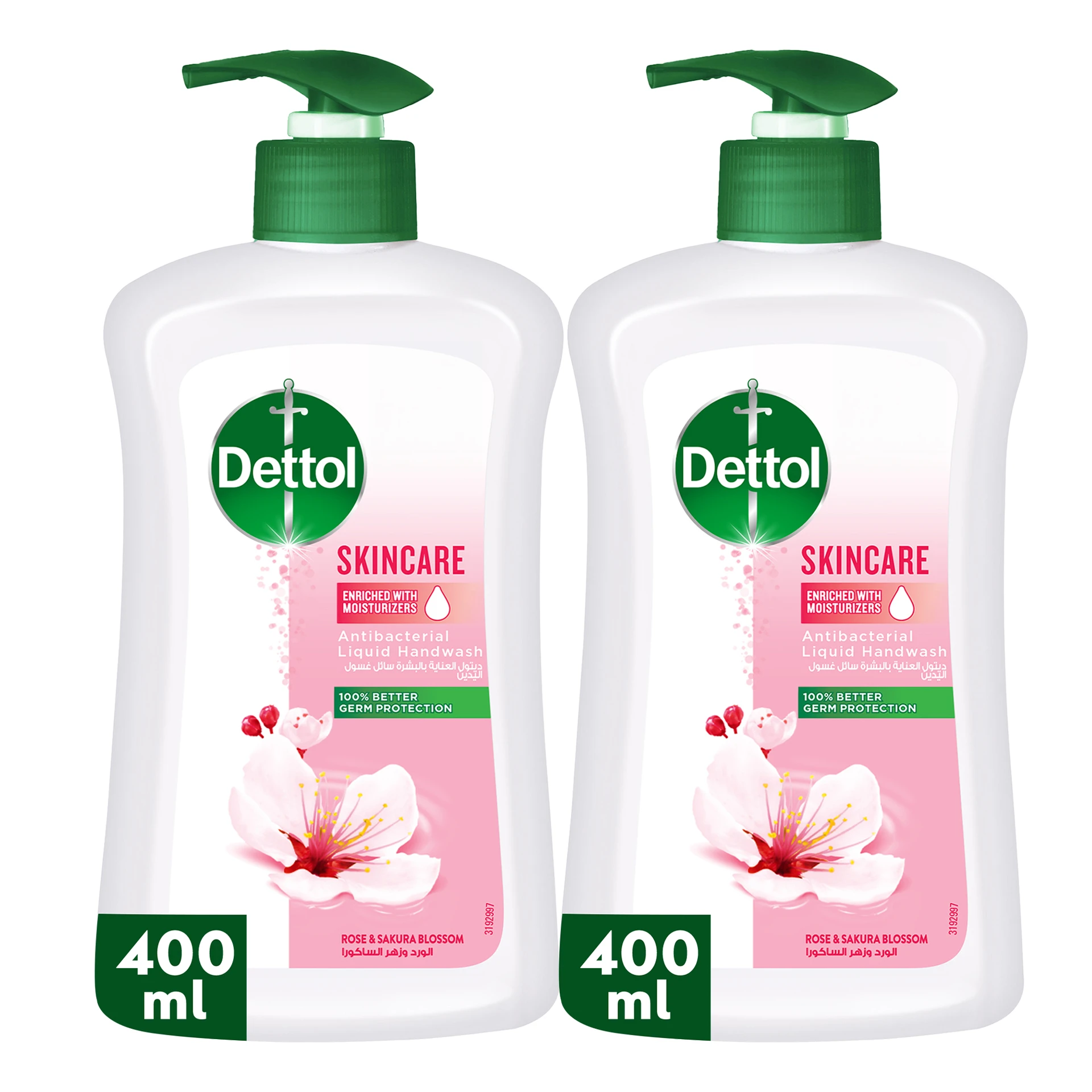 Dettol Skincare Liquid Handwash Pump Rose and Sakura Blossom Scent 400 ml 2 pcs