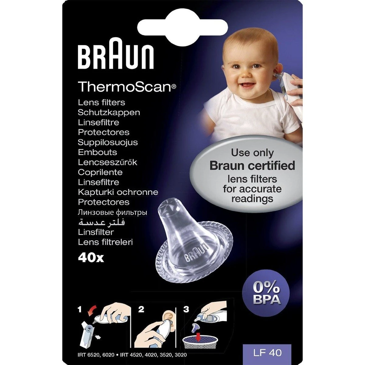Braun Thermometer Disposable Lens Filters 40 Pcs