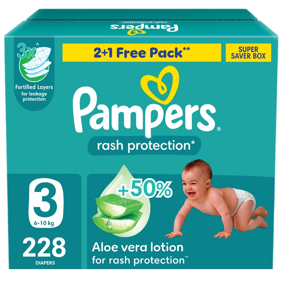 Pampers Taped Rash Protection Size 3 Super Saving box 228 Count