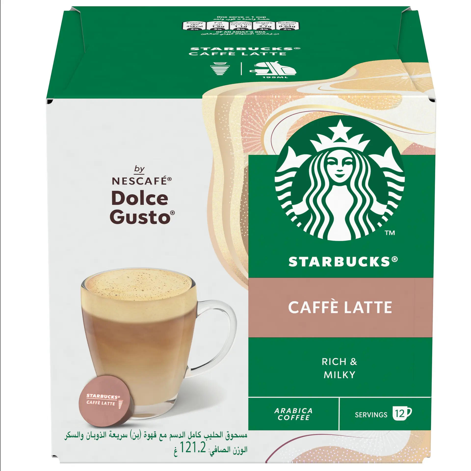 Starbucks Caffe Latte by Nescafe Dolce Gusto Coffee Pods 12 Pcs 121.2 gm - view 1