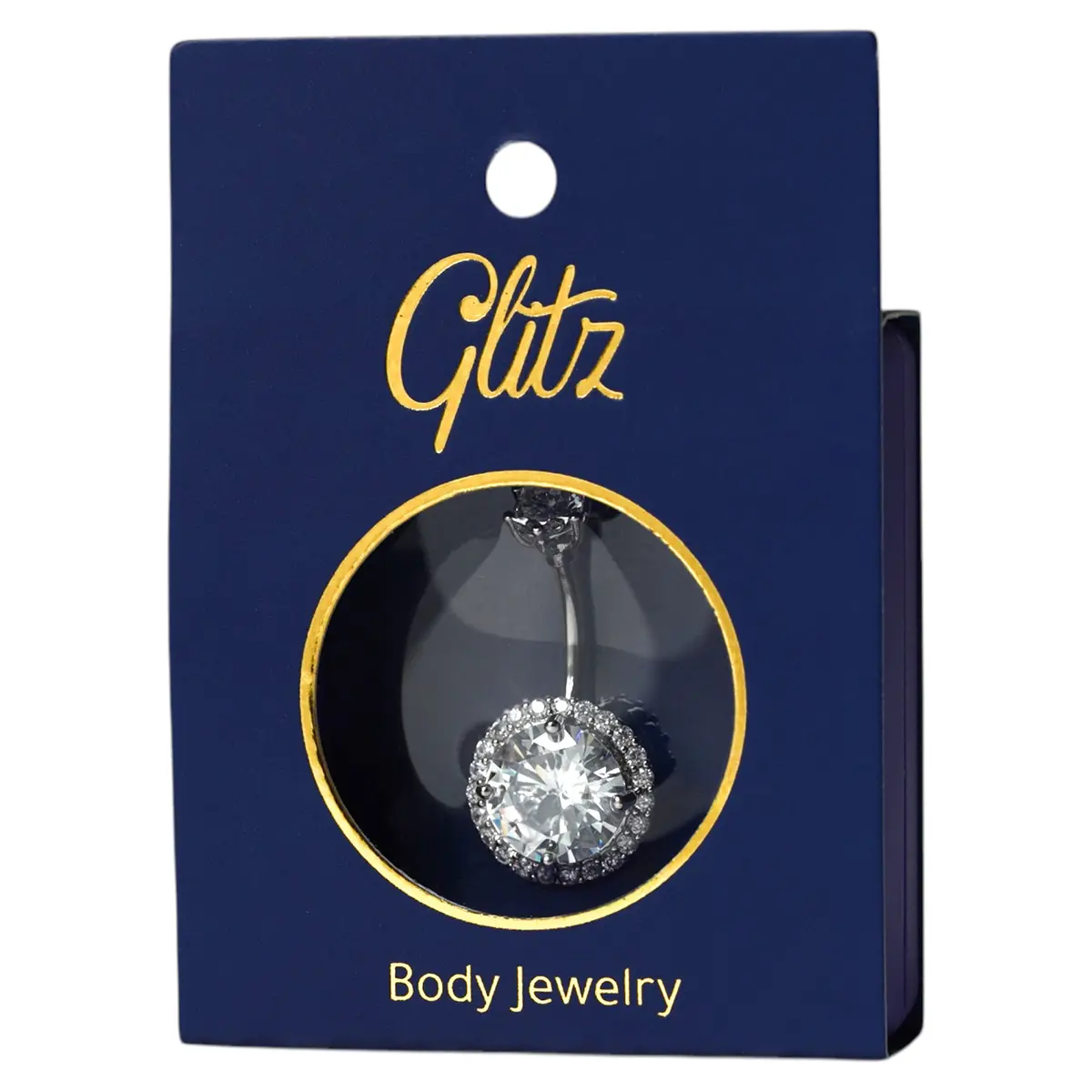 Glitz Body Ring Silver with Crystal circular  - view 1