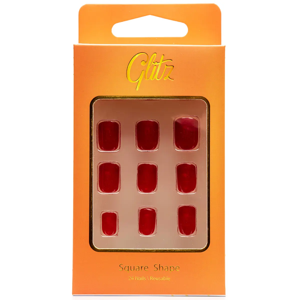 Glitz Press On Nails Red Square Shape 1 - view 1