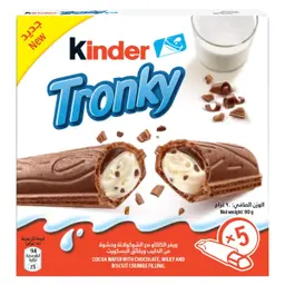 Kinder Tronky Cocoa Wafer with Chocolate Milky and Biscuit Crumbs Filling Multipack 5 Bars 90 gm