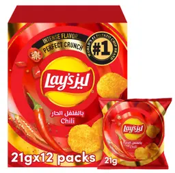رقائق ليز بالفلفل الحار، 12 قطعة، 21 جم