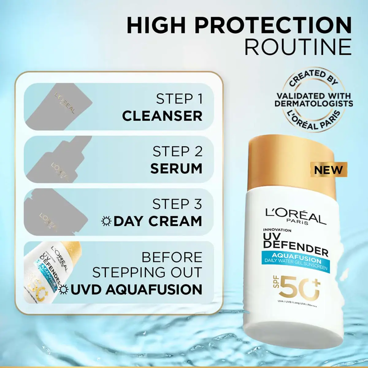 لوريال باريس يو في ديفندر أكوافيوجن بعامل حماية SPF 50 تركيبة خفيفة 50 مل - view 4