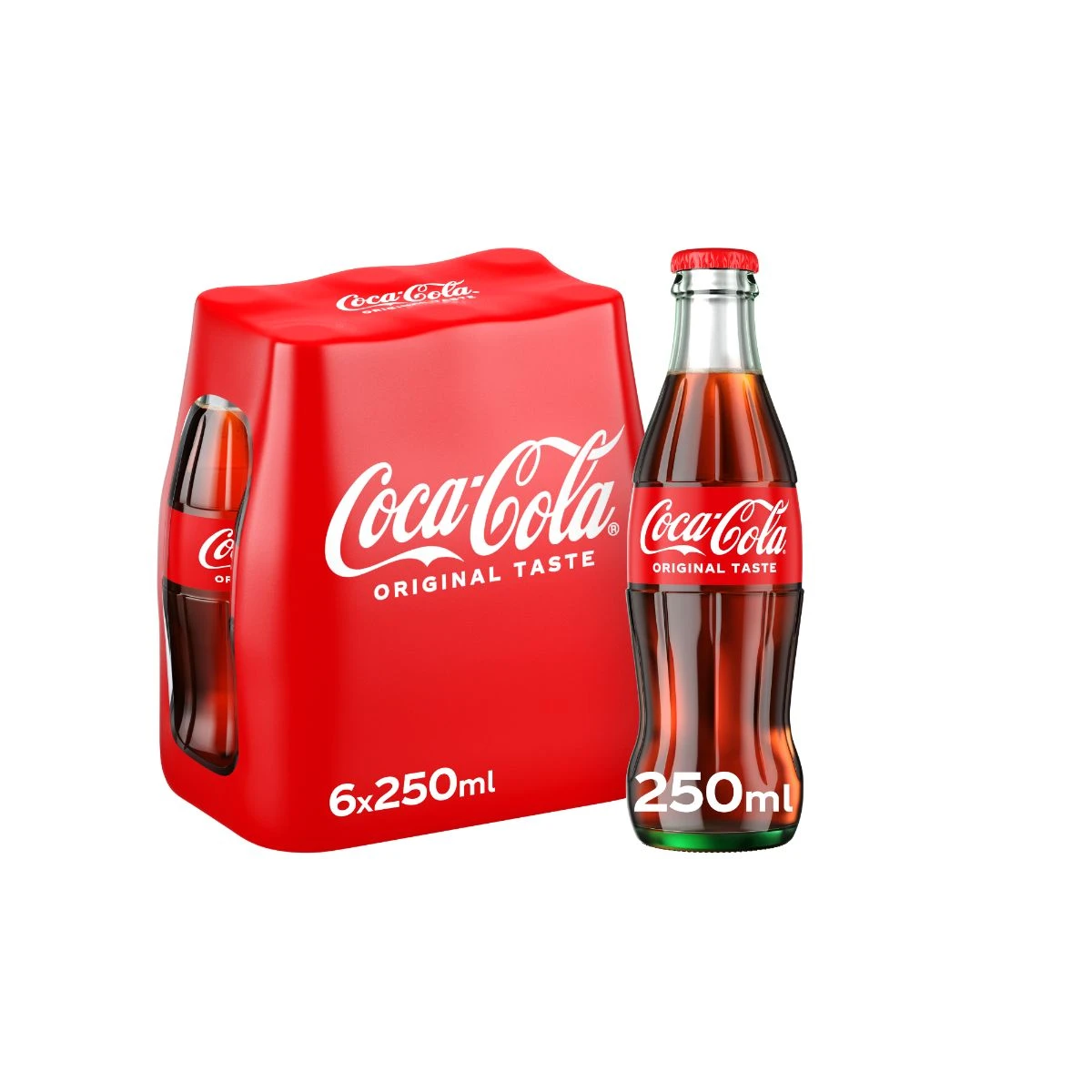 Coca Cola Soft Drink Glass Bottle Carton 6 x 250ml 