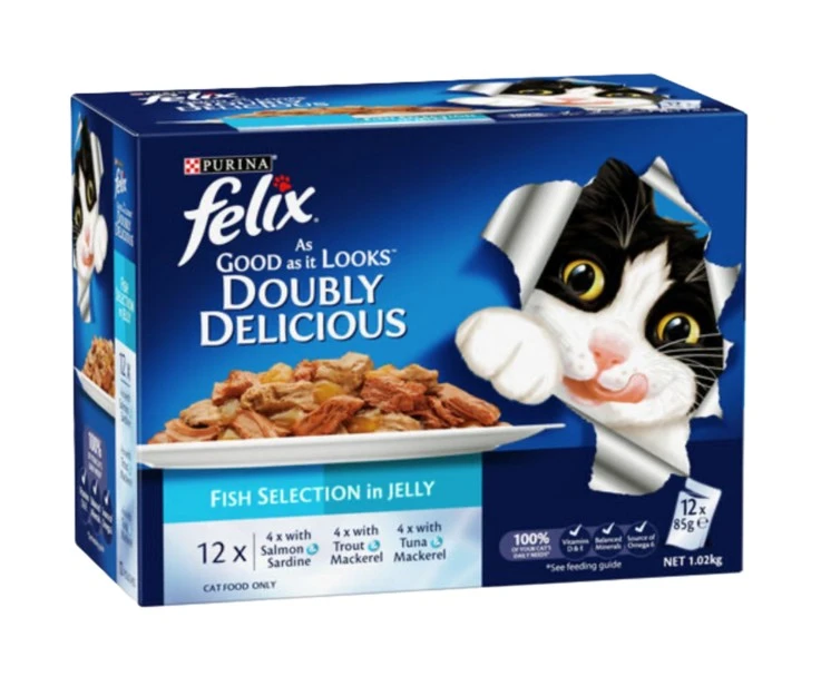 Purina Felix Cat Food Fish Selection In Jelly 85 Gm 10+2Free