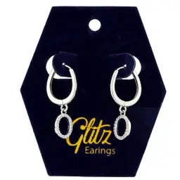 Glitz Oval Pendant Earring Silver