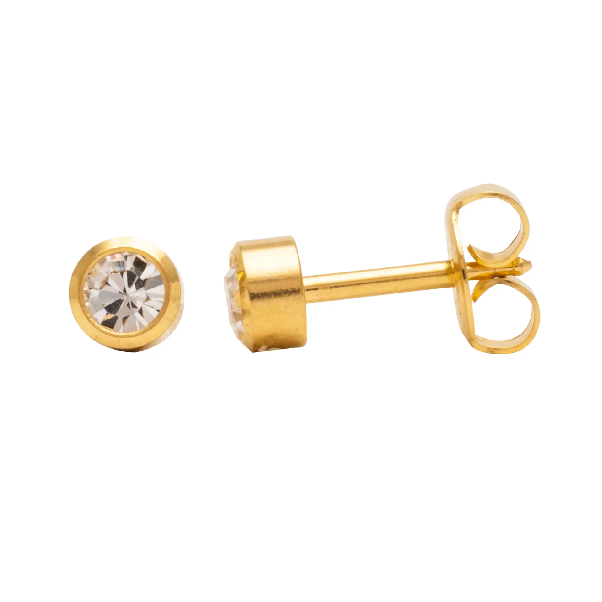 Studex Gold Plated Reg Birthstone Apr Crystal Card /Pr- Earrings For Sensitive Ears - view 3