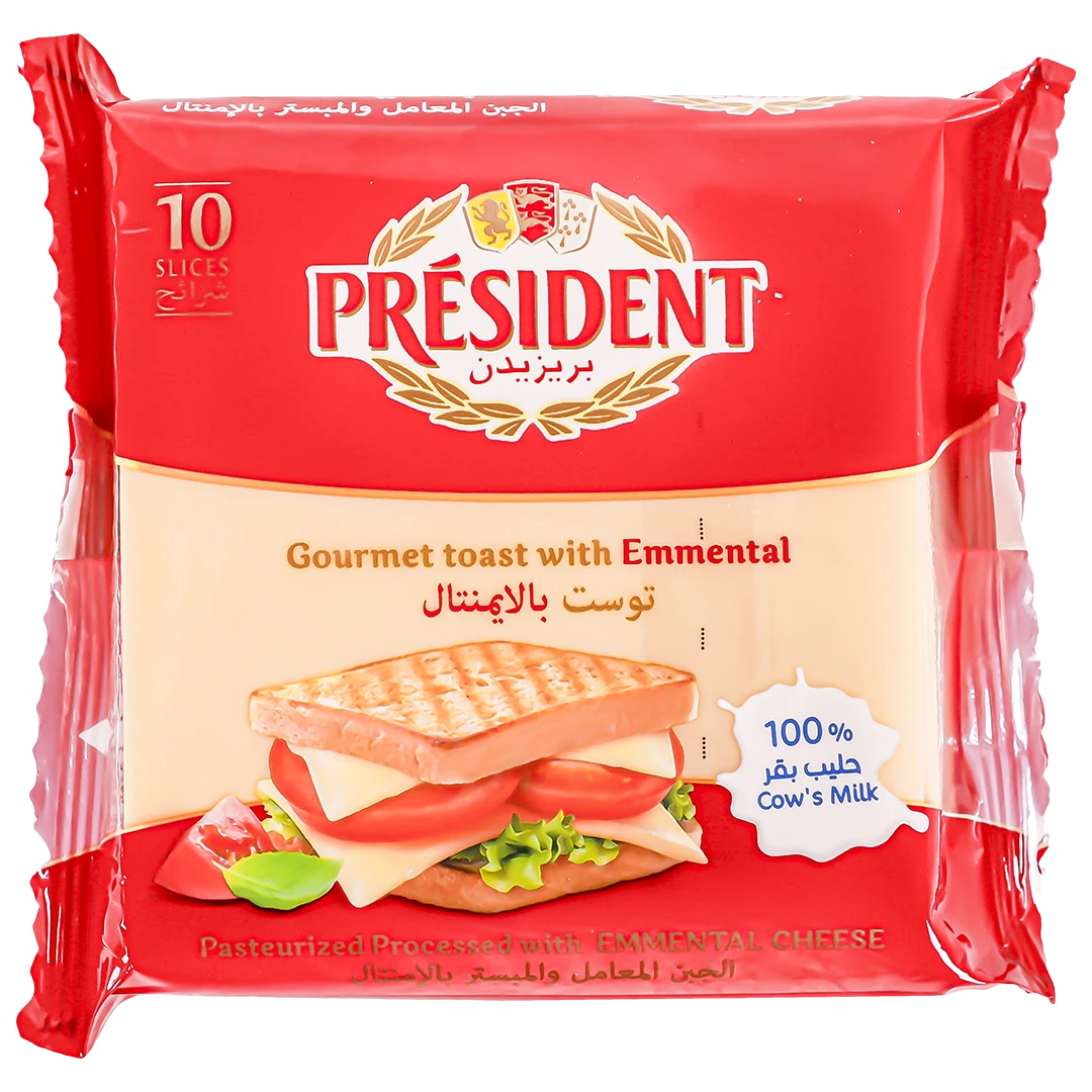 President Emmental Slices Cheese 10 Slice 200 gm