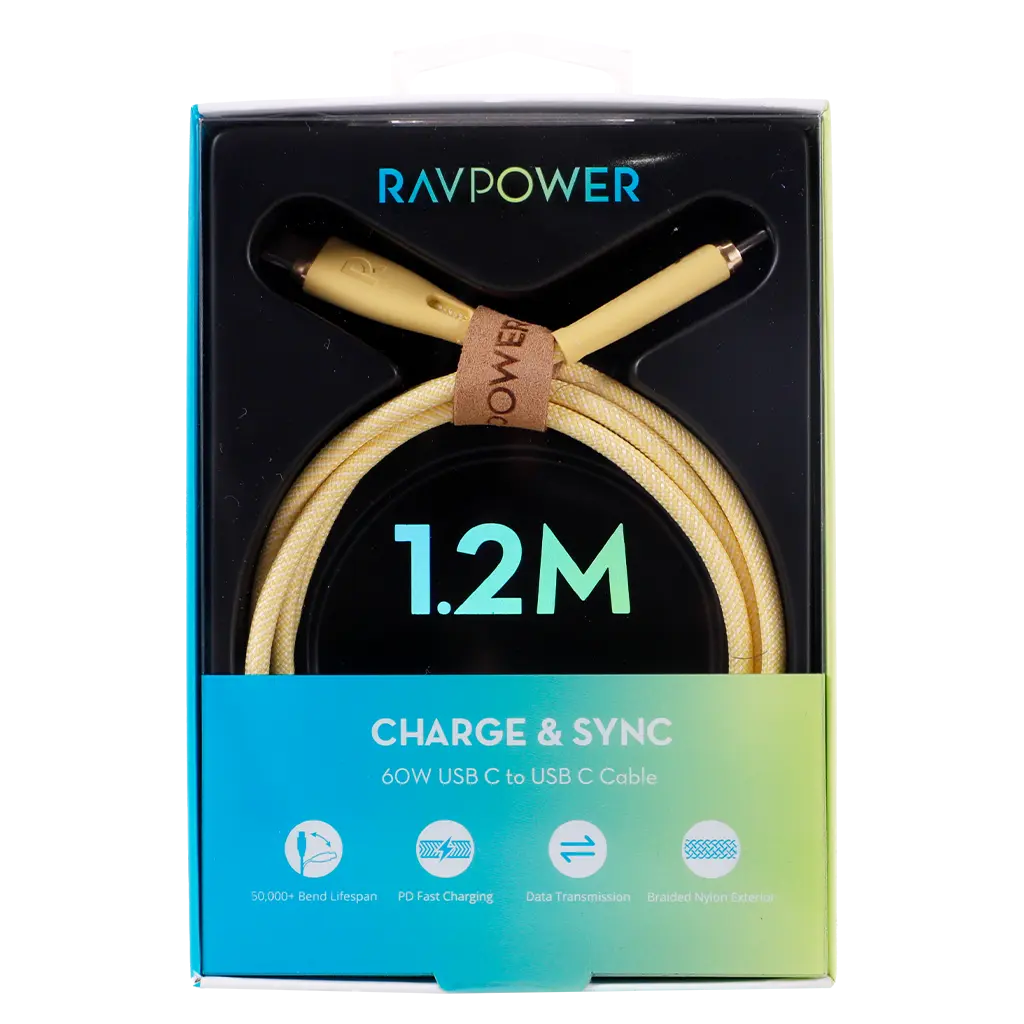 Ravpower Cable Type-C To Type-C  60W   1.2M Yellow - view 3
