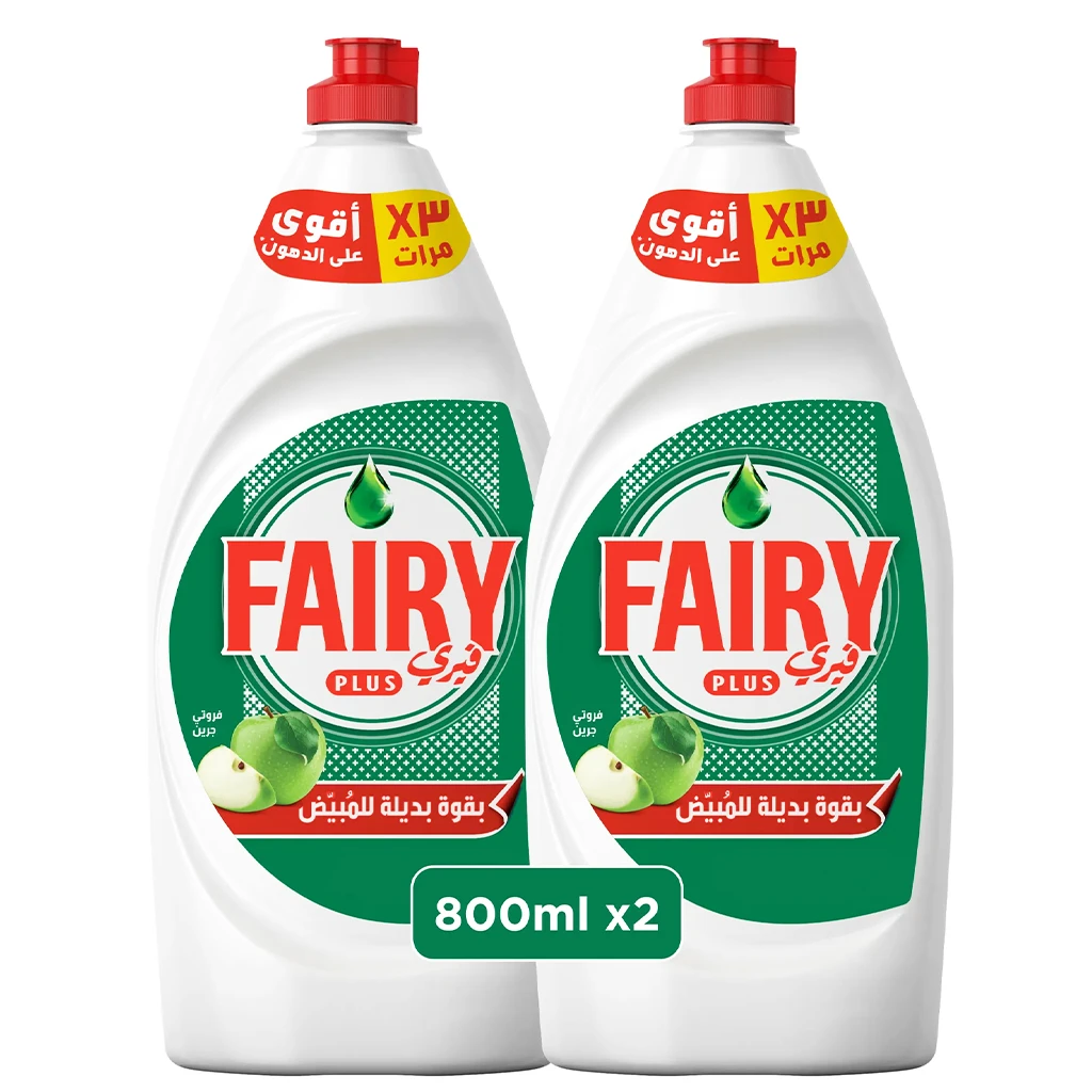 Fairy Plus Dishwashing Liquid Fruity Green Pack 2 Pcs 800 ml