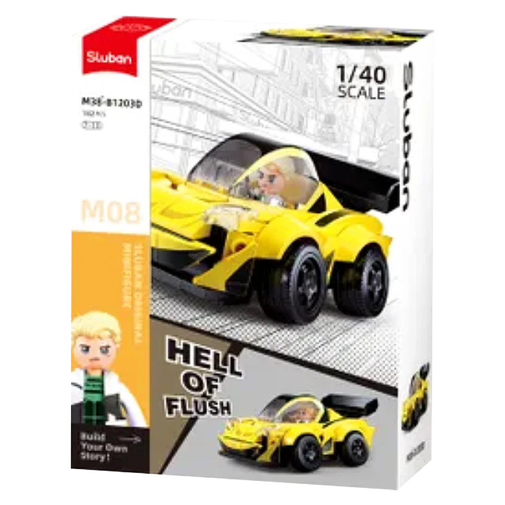 Sluban Yellow Racing Car Assembly 182 pcs