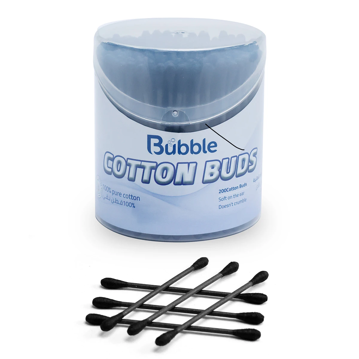 Bubble Pure Black Cotton Buds 200 pcs