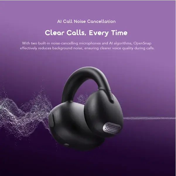 Oraimo OpenSnap Clip On Open Ear True Wireless Earbuds Black - view 6