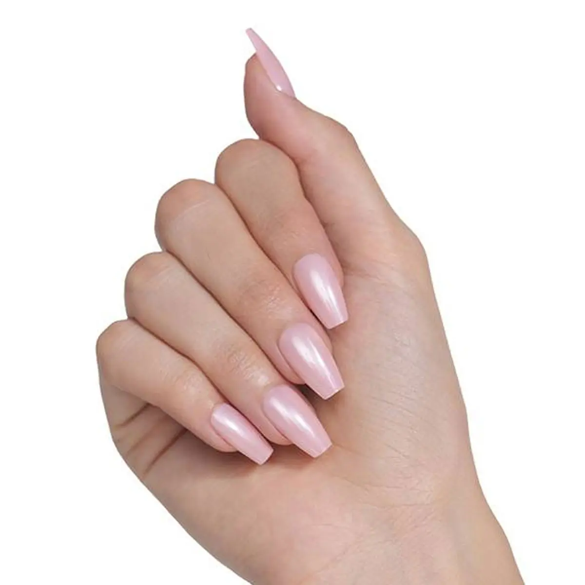 Loca Acrylic Nails A8 Extra Glossy Short Coffin Pink Color - view 3