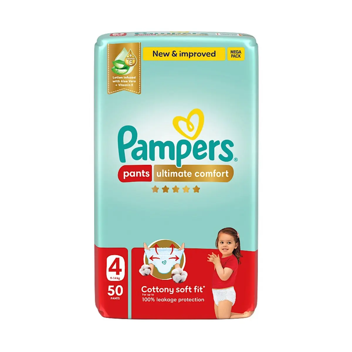 Pampers Diapers Ultimate Comfort Pants Size 4 Aloe Vera Lotion & Vitamin E 50 Pants  - view 10