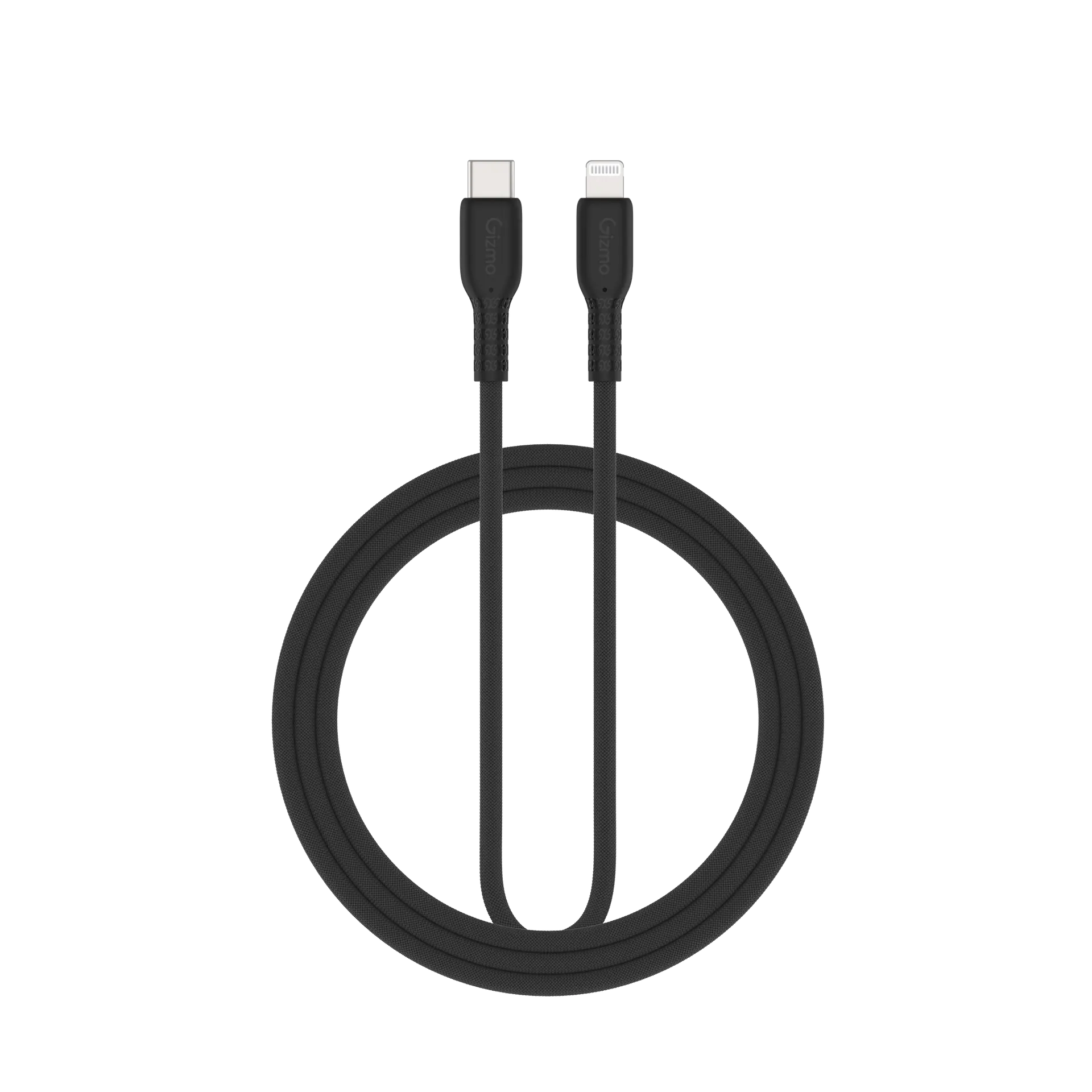 Gizmo  Charging Cablelack Fabric-Reinforced Silicone USB-C to Lightning  1 m  60 W Black - view 1