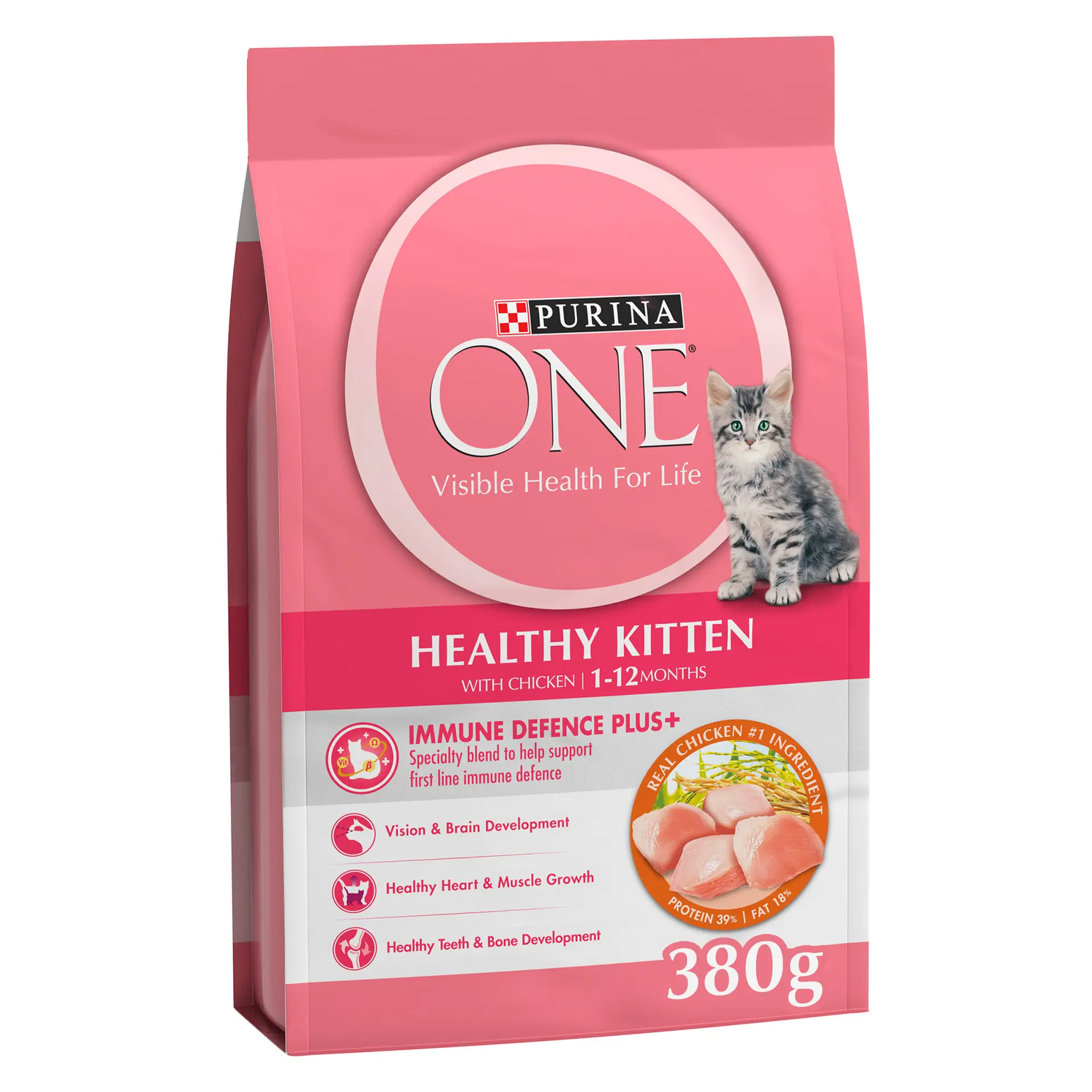 Purina One Cat food Healthy Kitten With Chicken 380 Gm - view 1