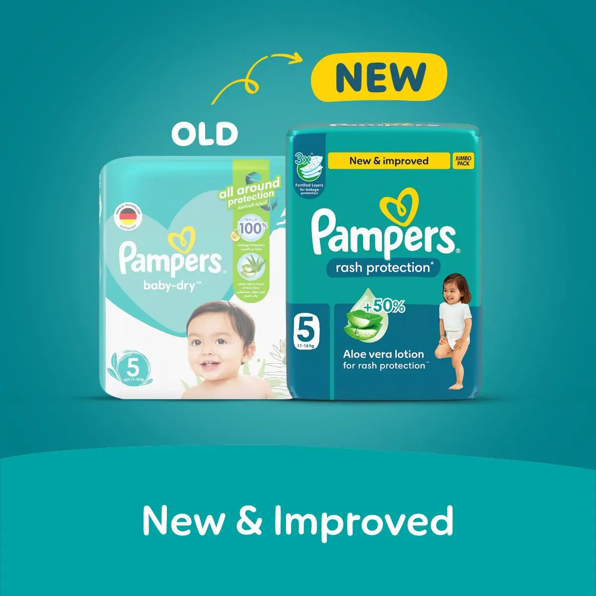 Pampers Taped Rash Protection Size 5 Super Saving box 174 Count - view 2