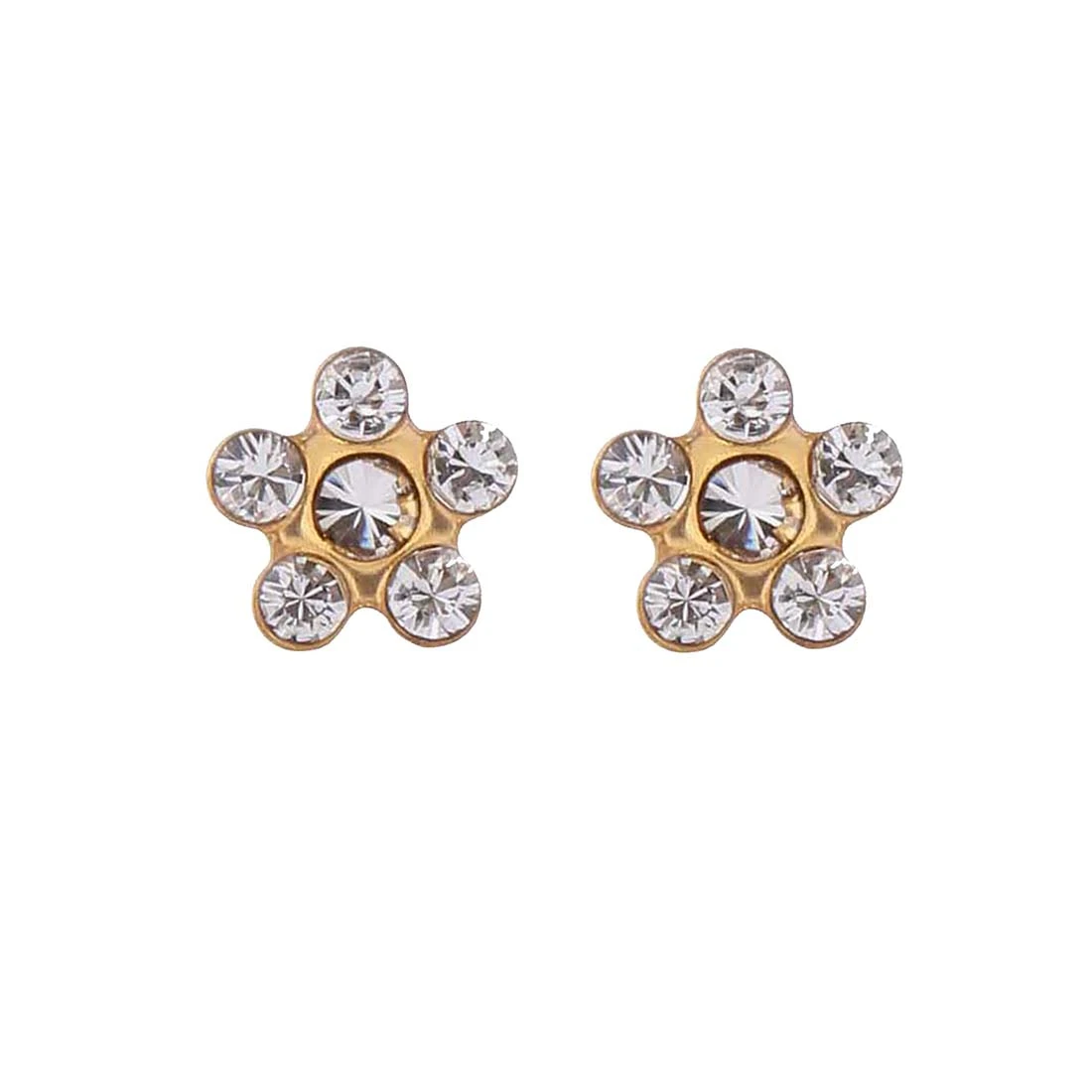 Studex Gold Plated Daisy Apr Crystal Tt- Earrings For Sensitive Ears
