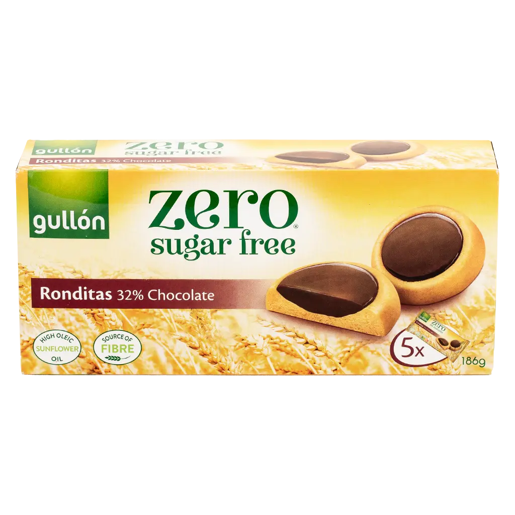 Gullon Zero Ronditas Little Round Biscuits With Chocolate Sugar Free 186G - view 2