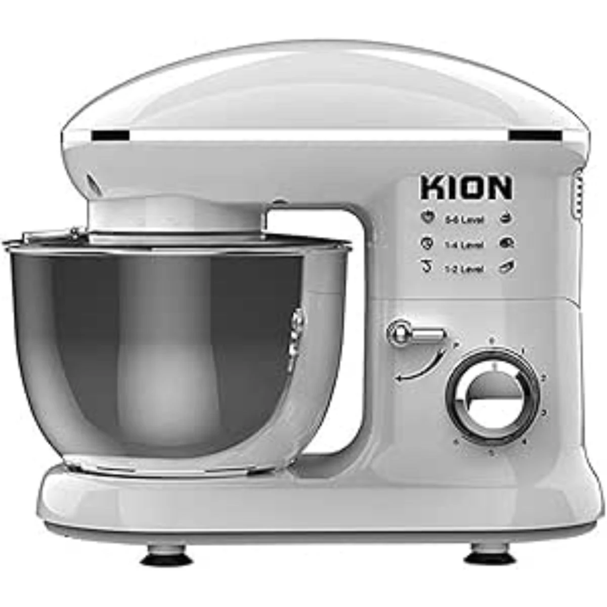 Kion Stand Mixer 1000W 5L Stainless Steel Bowl With 6 Speeds and White Color