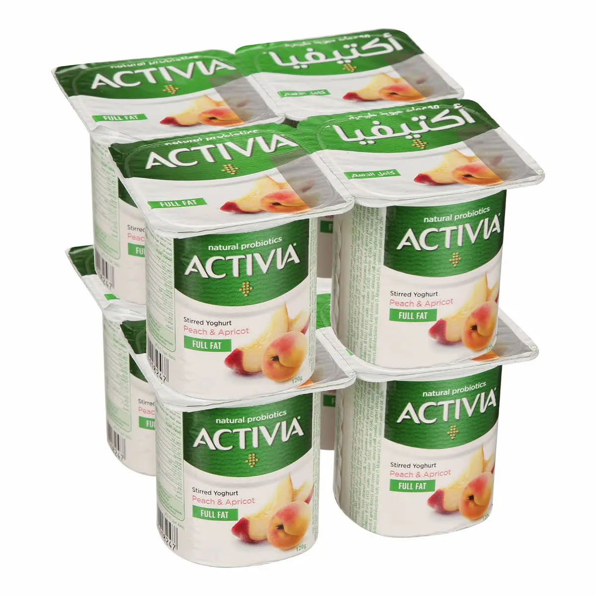Activia Peach & Apricot Yoghurt Full Fat 120 g 6+2 free - view 1