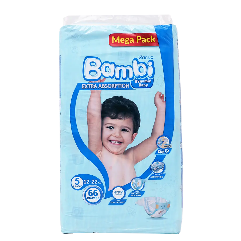 Sanita Bambi Baby Diapers Mega Pack Size 5 X Large 12-22 KG 66 Diapers - view 3