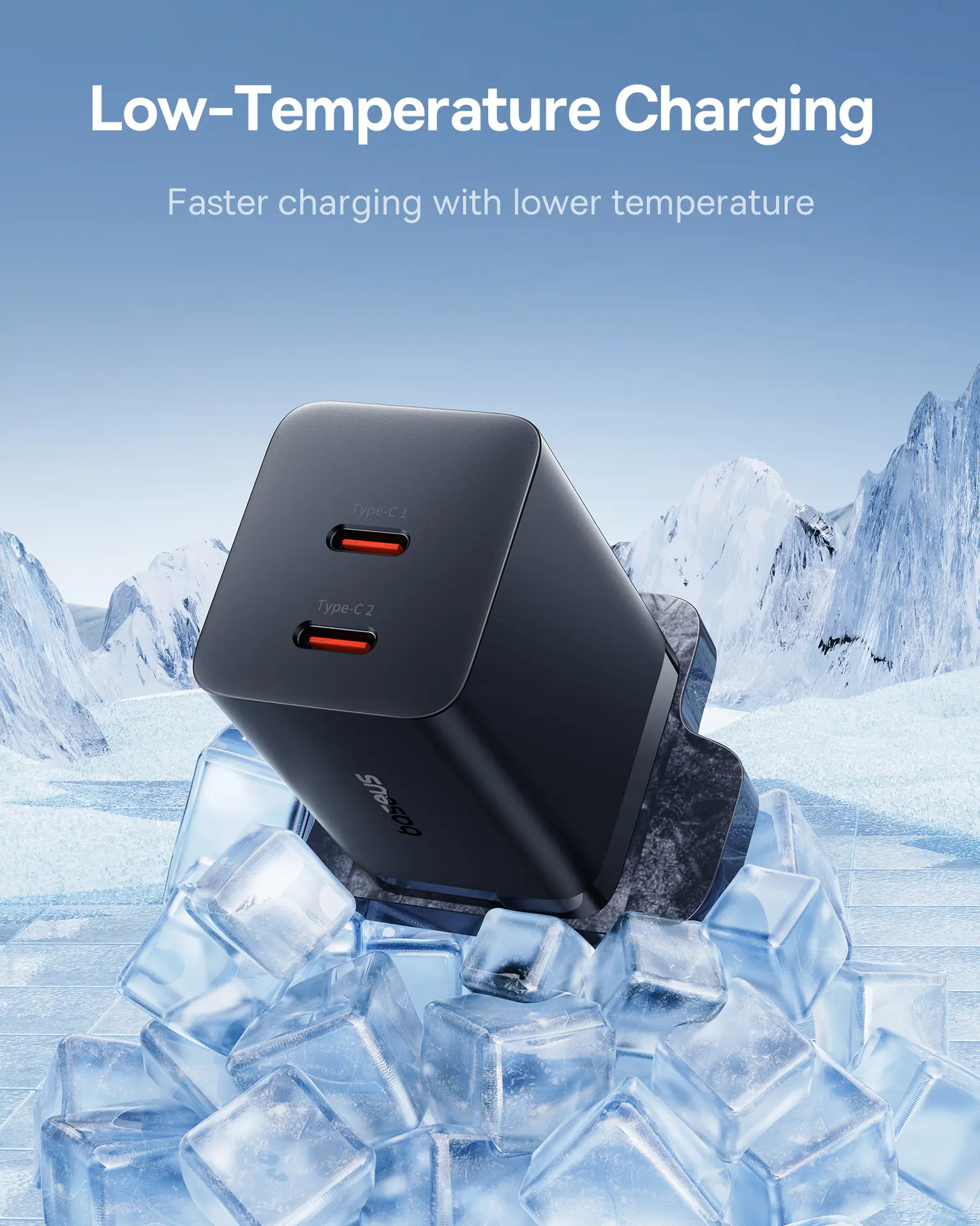 Baseus Gan5Pro Fast Charger Cc40Wuk Cluster Black  2 Usb C Port - view 4