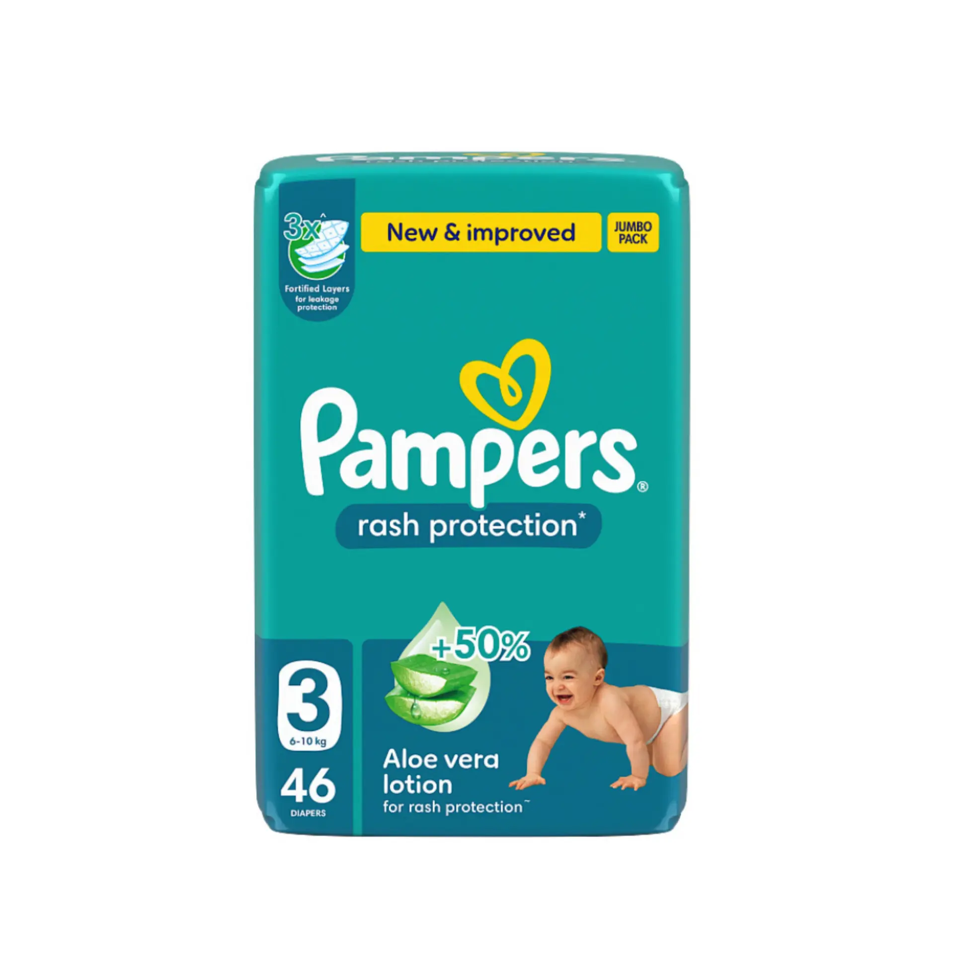 Pampers Diapers Rash Protection Taped Size 3 Aloe Vera Lotion 46 Diapers - view 2