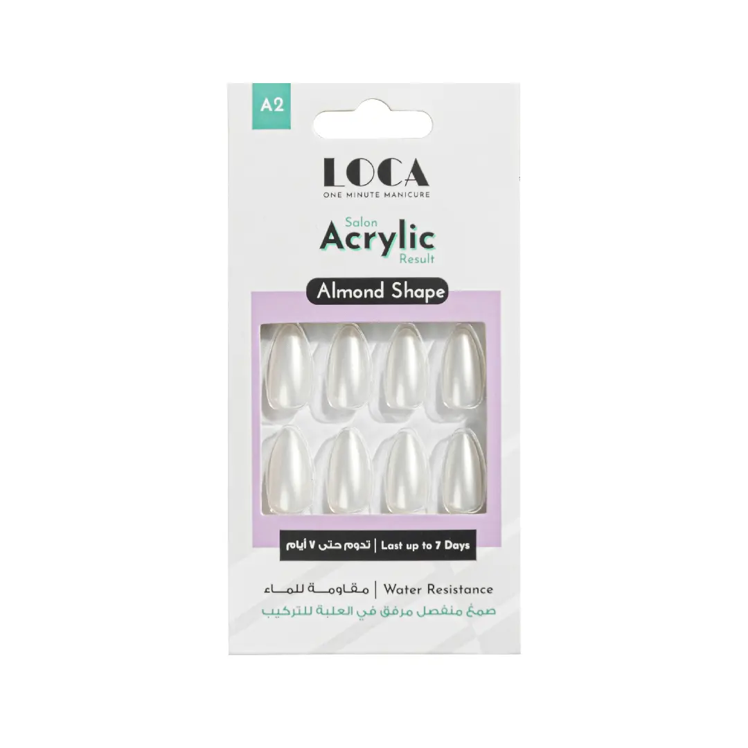 Loca Acrylic Nails A2-Almond Shape White Pearl Color - view 4