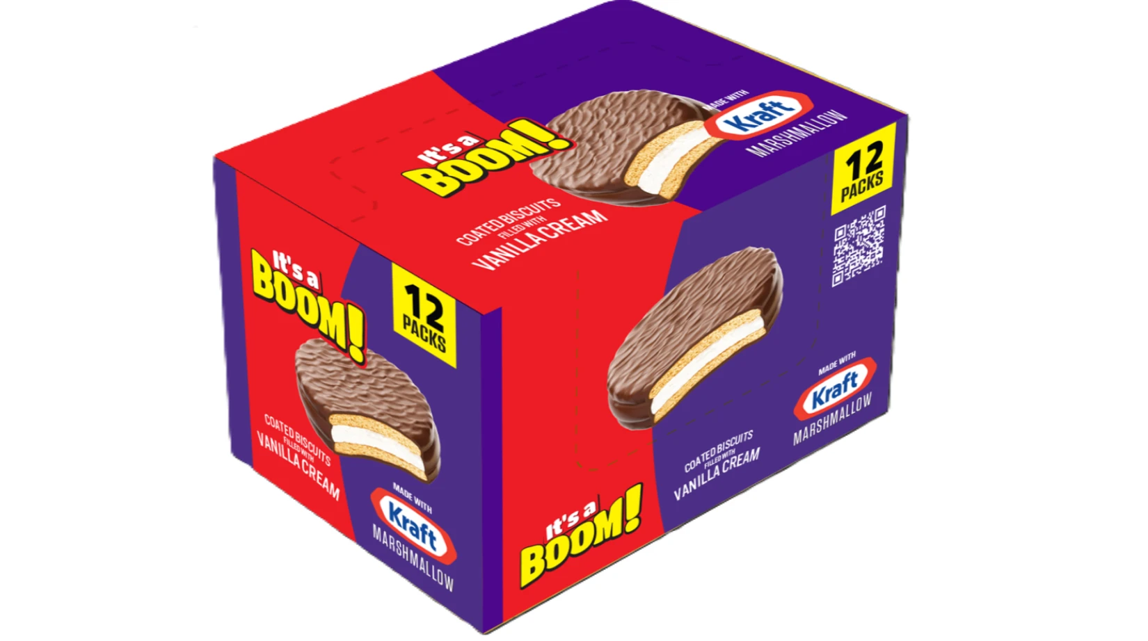 It's a Boom Biscuit Sandwich Vanilla with Kraft Marshmallow 12 pcs 30 gm