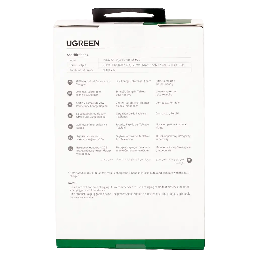 Ugreen Wall Charger Pd Port Fast Charger 20W |Bk - view 4