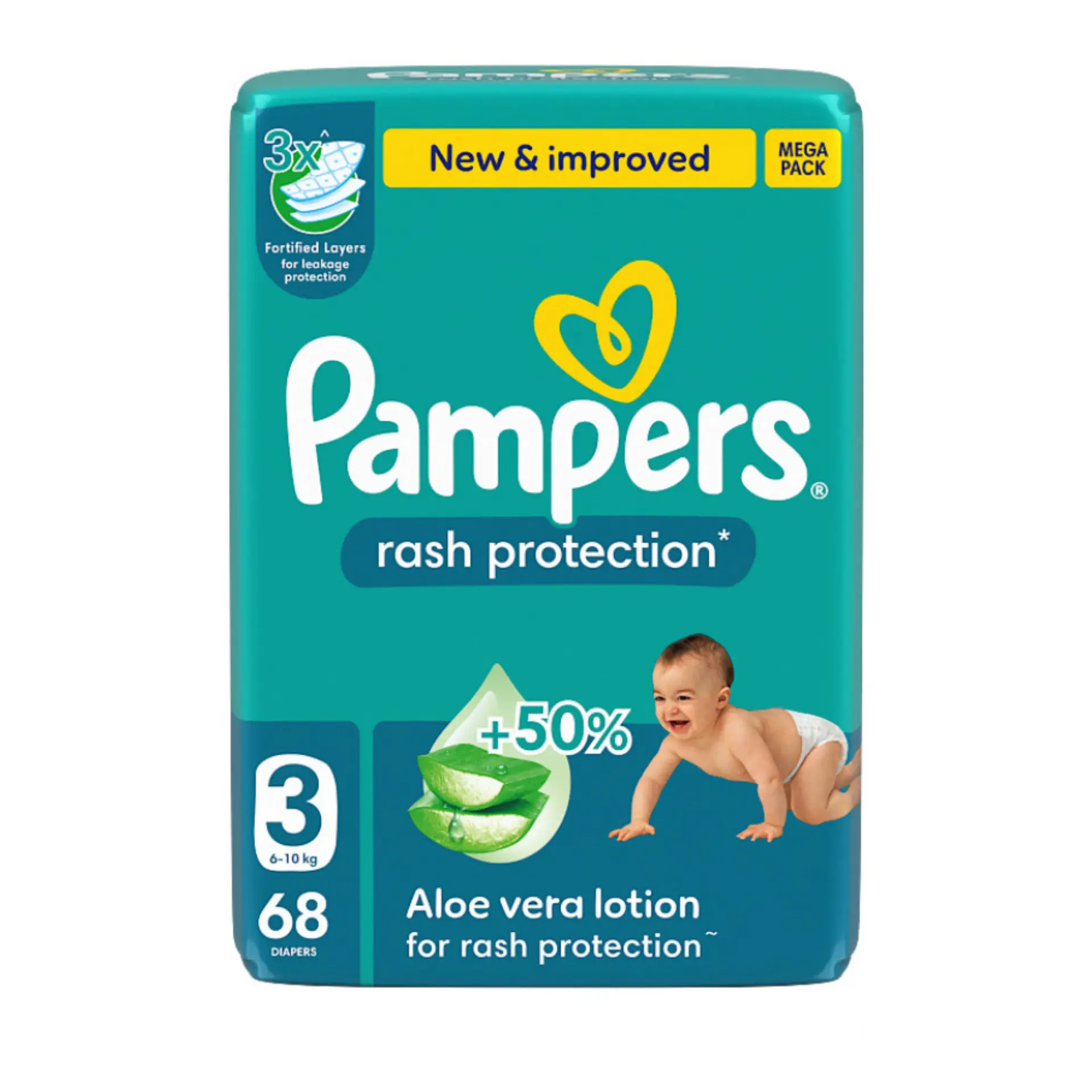 Pampers Diapers Rash Protection Taped Size 3 Aloe Vera Lotion 68 Diapers  - view 2