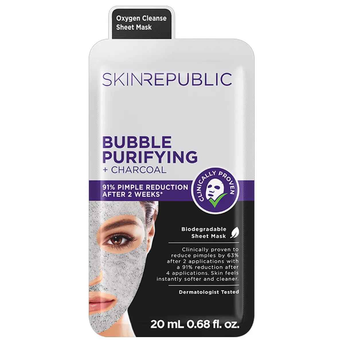 Skin Republic Bubble Purifying Charcoal Removes Blackheads Face Mask 20 ml - view 2