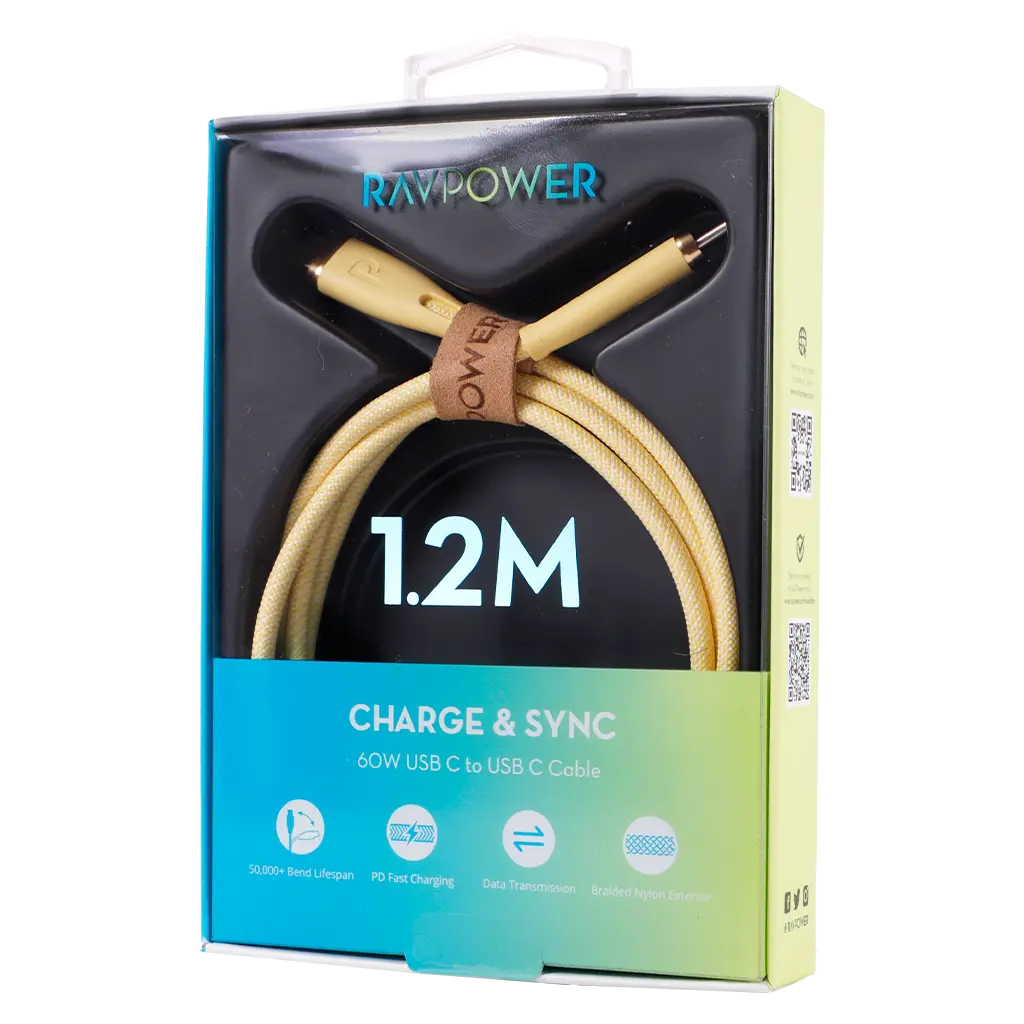 Ravpower Cable Type-C To Type-C  60W   1.2M Yellow - view 2