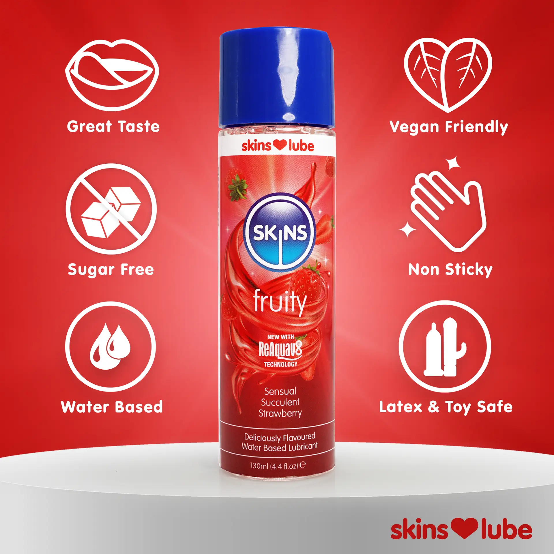 Skins Water Based Lubricants Fruity Sensual Succulent Strawberry 4.4 Fl. Oz - view 4