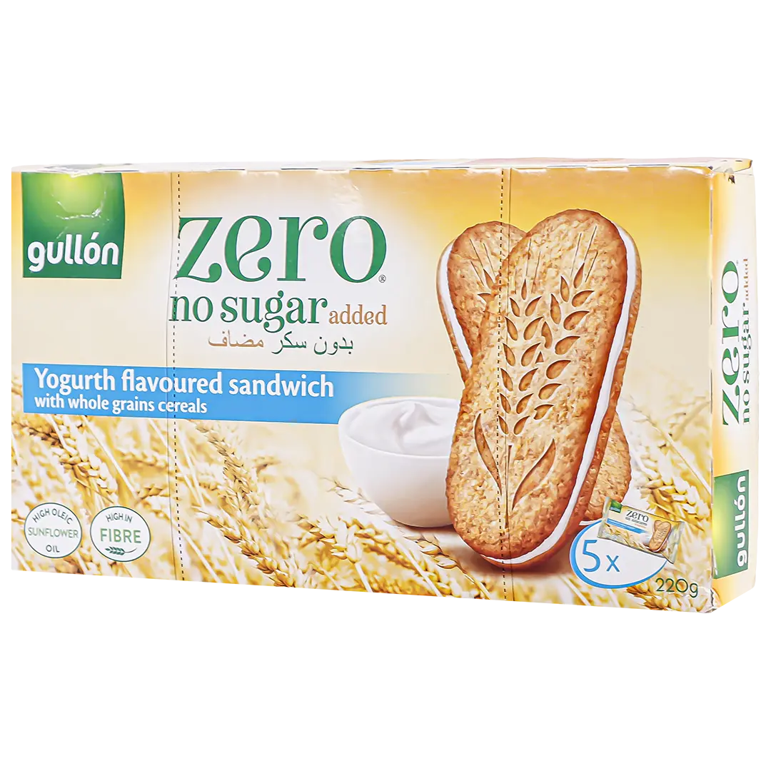 Gullon Zero Whole Grain Sandwich Biscuits with Yogurt No Added Sugar 220 gm - view 1