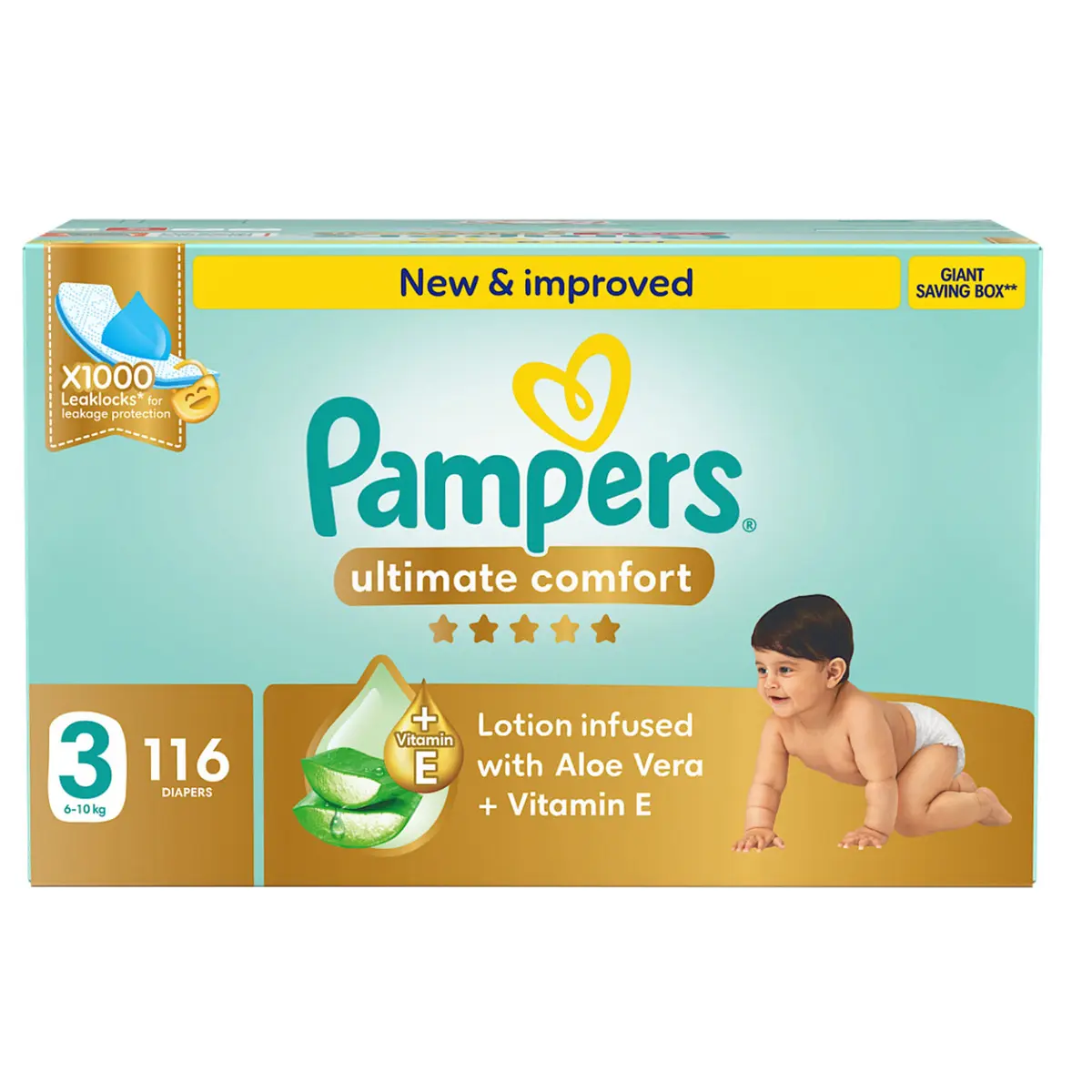 Pampers Diapers Ultimate Comfort Taped Size 3 Aloe Vera Lotion & Vitamin E 116 Diapers  - view 10