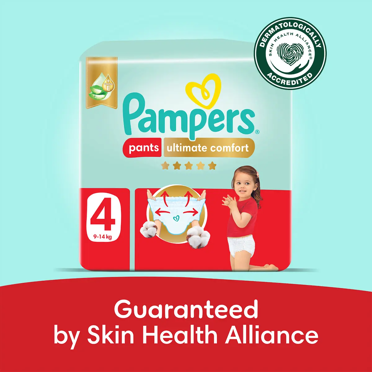 Pampers Diapers Ultimate Comfort Pants Size 4 Aloe Vera Lotion & Vitamin E 50 Pants  - view 2