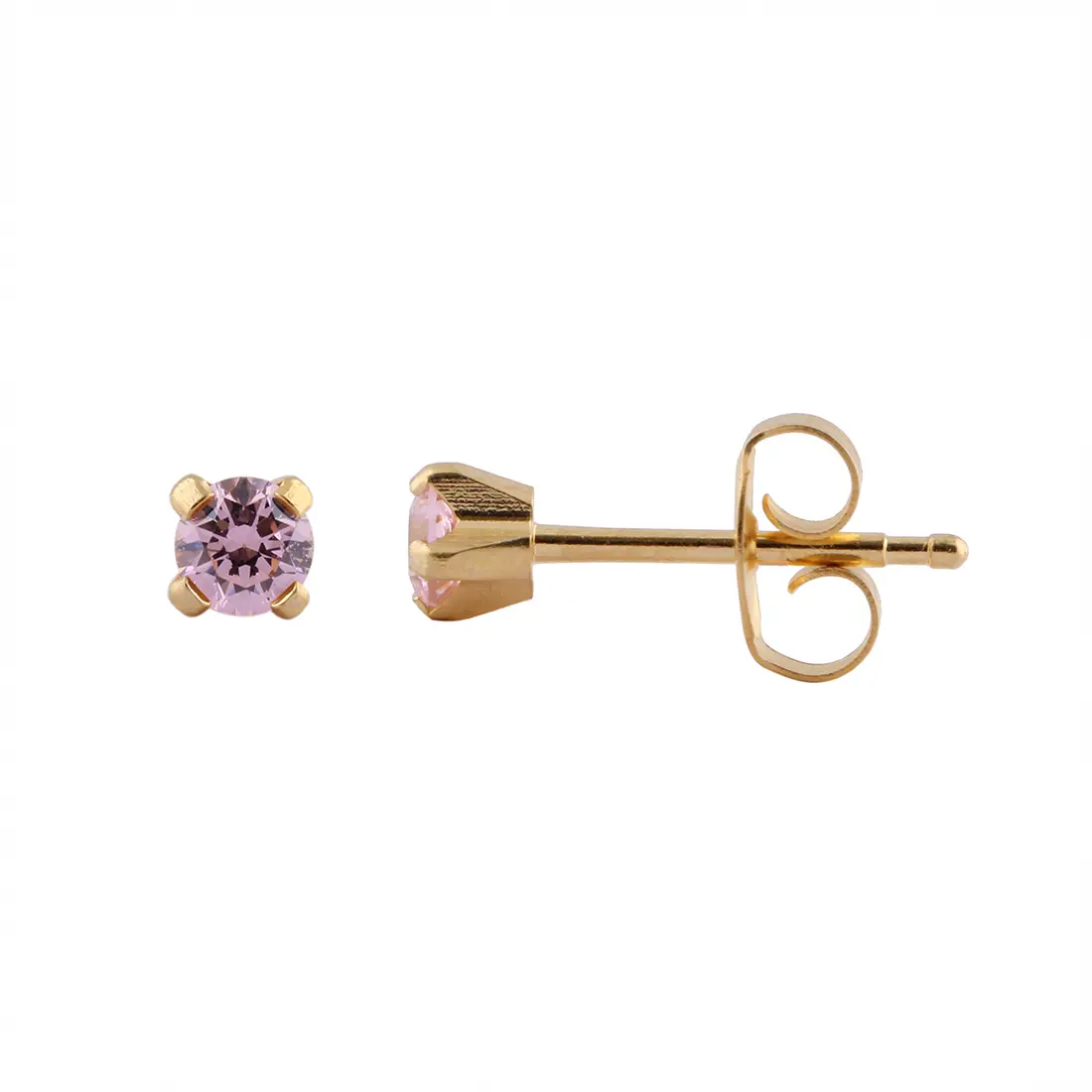 Studex Gold Plated Tiffany 3mm Cz Pink- Earrings For Sensitive Ears - view 3